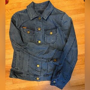 Isaac Mizrahi Blue Striped Denim Jacket